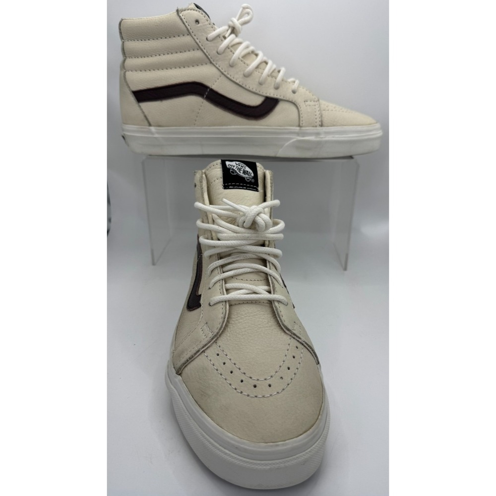Vans Sk8-Hi Reissue Leather High Top Shoes Cream Brown M 8.5/W 10 721356